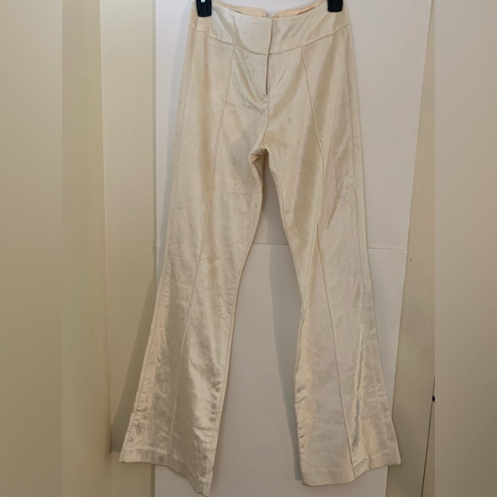 Bebe Ivory Velvet Notch Waist Pants